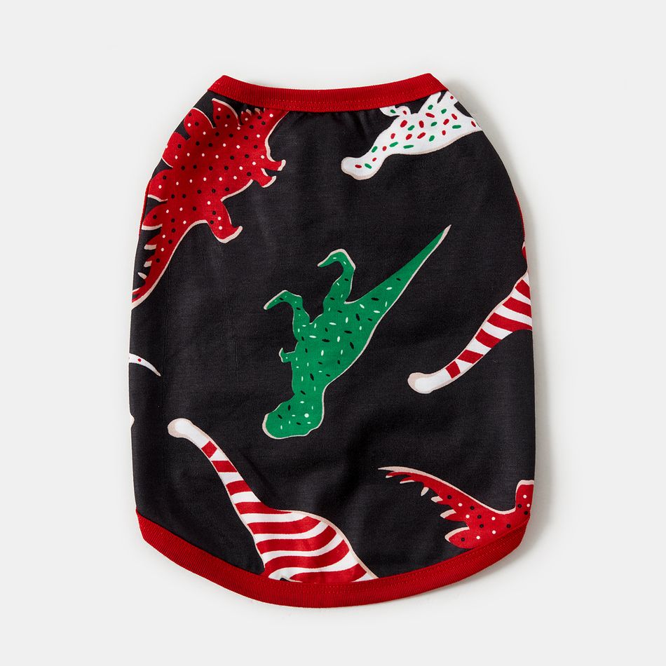 Christmas Family Matching Allover Dinosaur Print Black Long-sleeve Pajamas Sets (Flame Resistant) ColorBlock big image 18