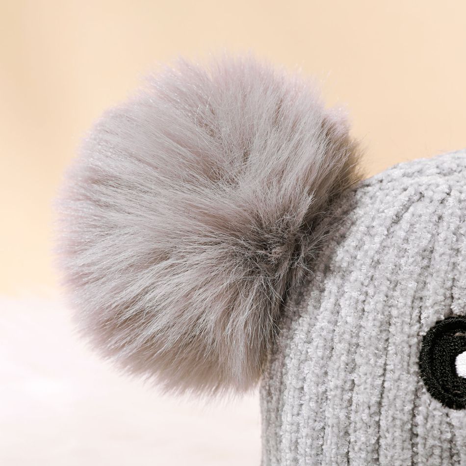 Baby Cute Bear Shape Lace Up Knitted Hat Grey big image 5