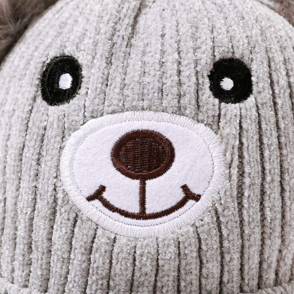Baby Cute Bear Shape Lace Up Knitted Hat Grey big image 6