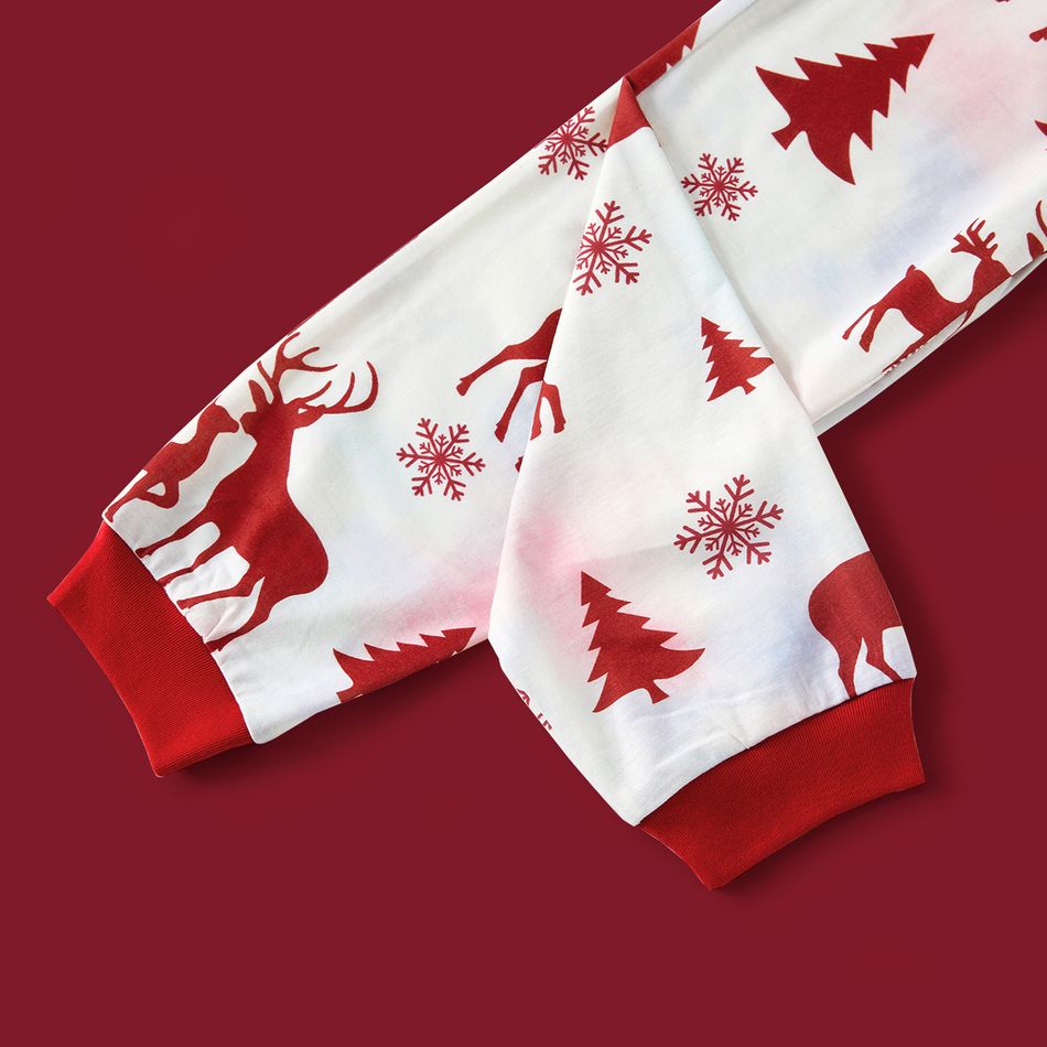 Christmas Family Matching Allover Red Reindeer Print Tie Dye Long-sleeve Pajamas Sets (Flame Resistant) WineRed big image 10