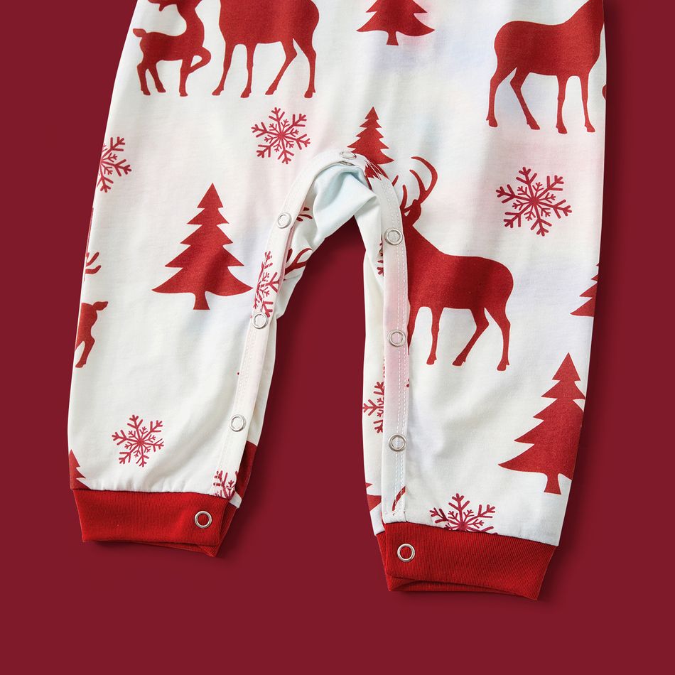 Christmas Family Matching Allover Red Reindeer Print Tie Dye Long-sleeve Pajamas Sets (Flame Resistant) WineRed big image 15
