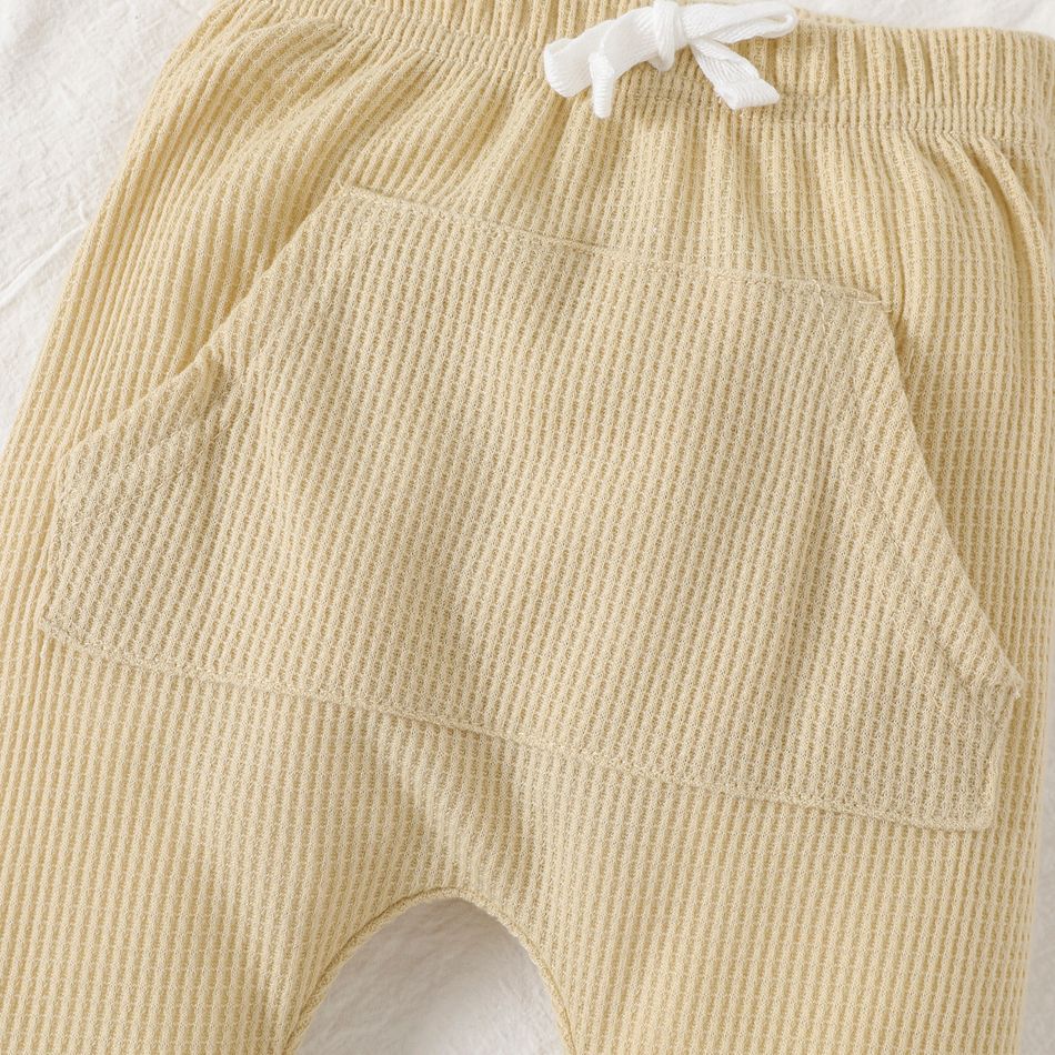 Baby Boy/Girl Solid Waffle Pants with Pocket Apricot big image 5