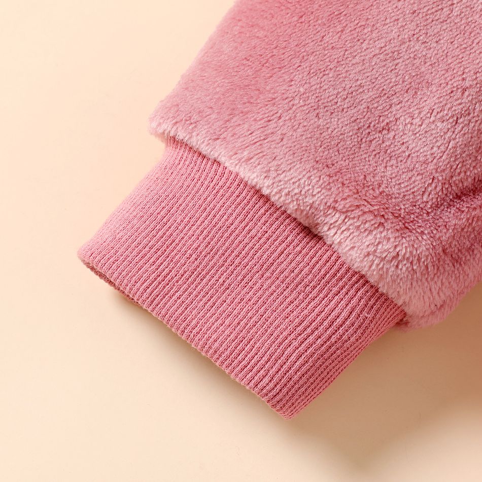 2pcs Kid Girl Solid Color Flannel Fleece Hoodie Sweatshirt and Pants Set Redbeanpaste big image 6