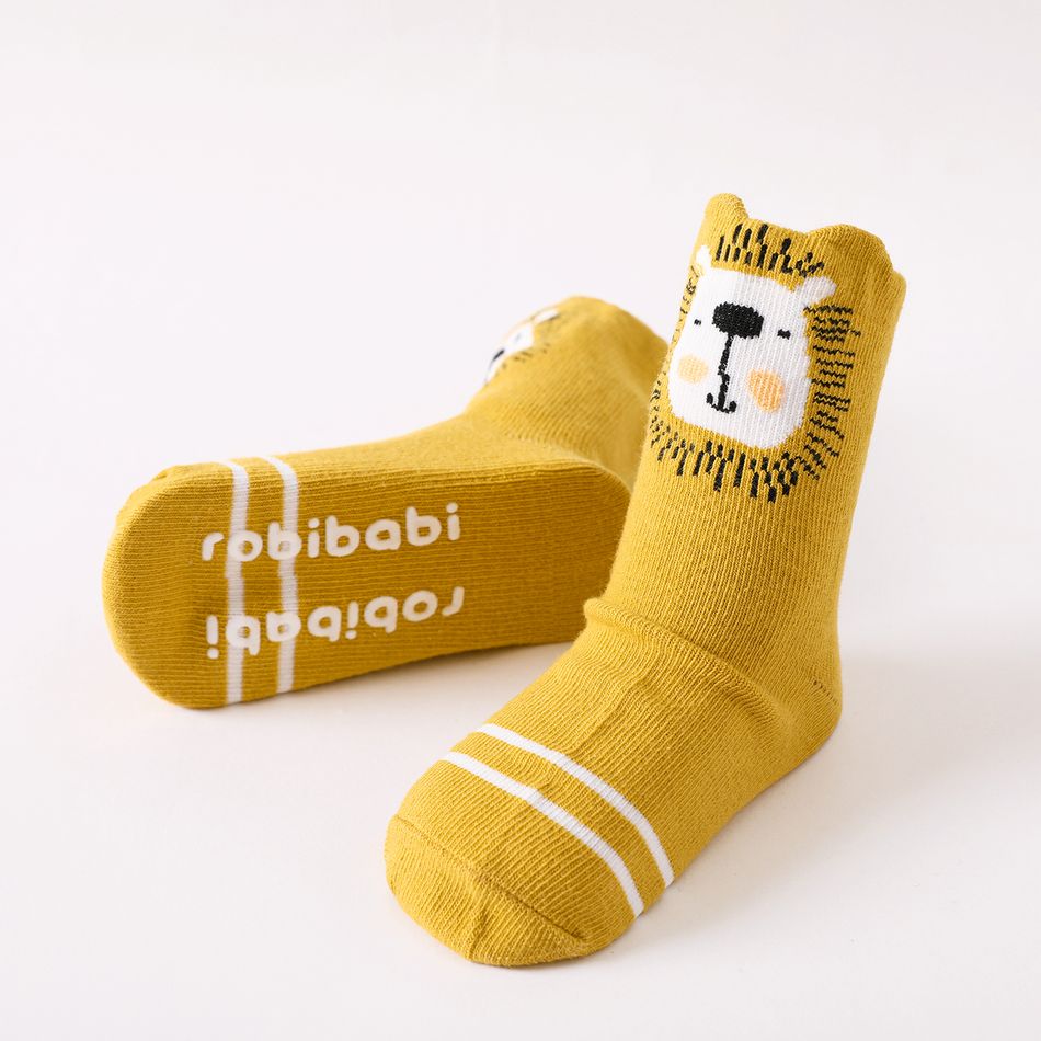 Baby Contrast Striped Cartoon Socks Yellow big image 3