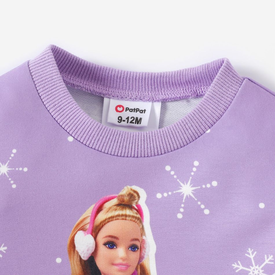 Barbie Baby Girl Snowflake and Character Sweatshrit Purple big image 3