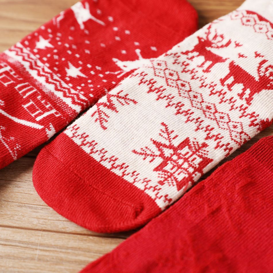 3-pairs Baby / Toddler Christmas Graphic Crew Socks Set Red big image 5