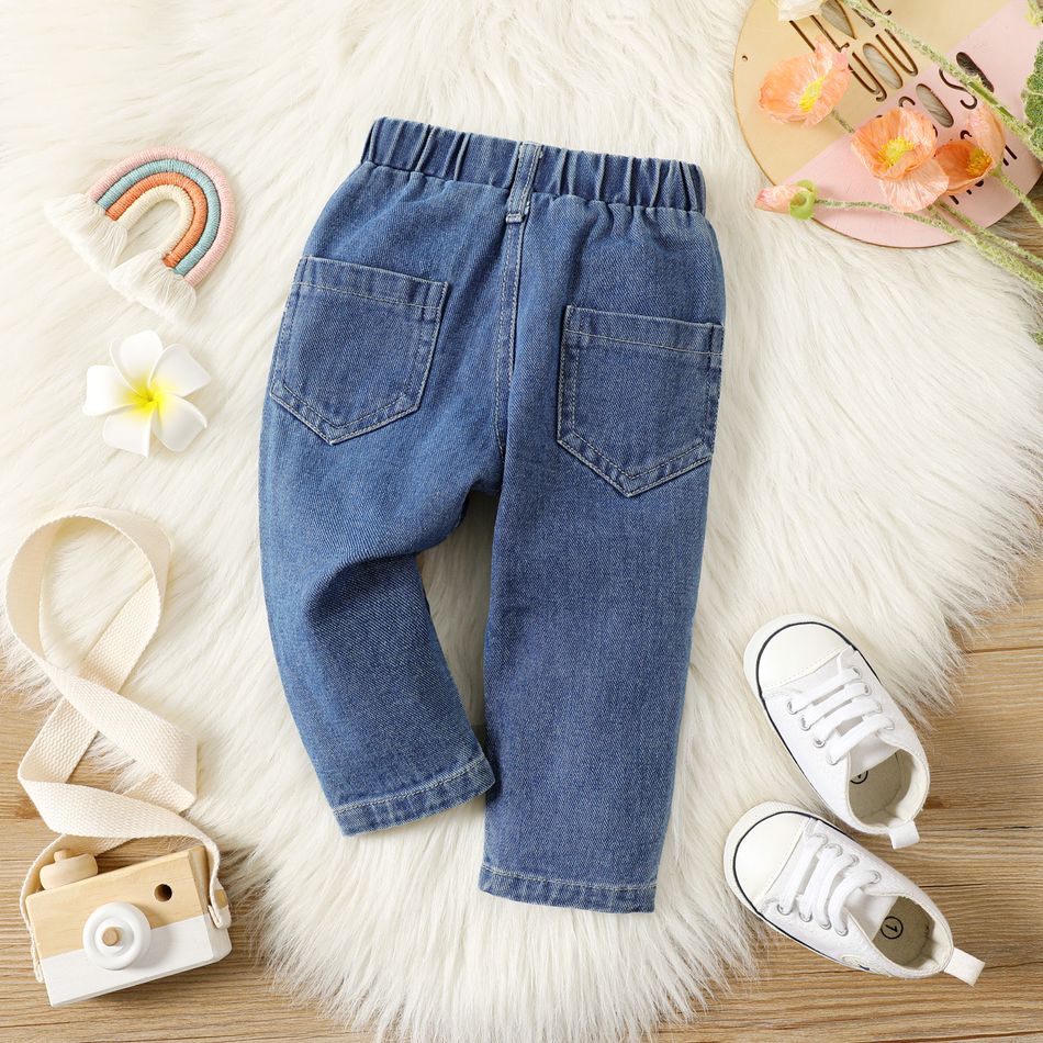 Baby Boy/Girl Rainbow & Letter Print Jeans Blue big image 2