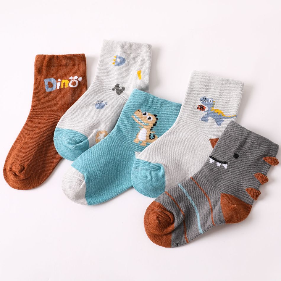 5 pairs Toddler Cute Cartoon Dinosaur Socks Set Multi-color big image 5