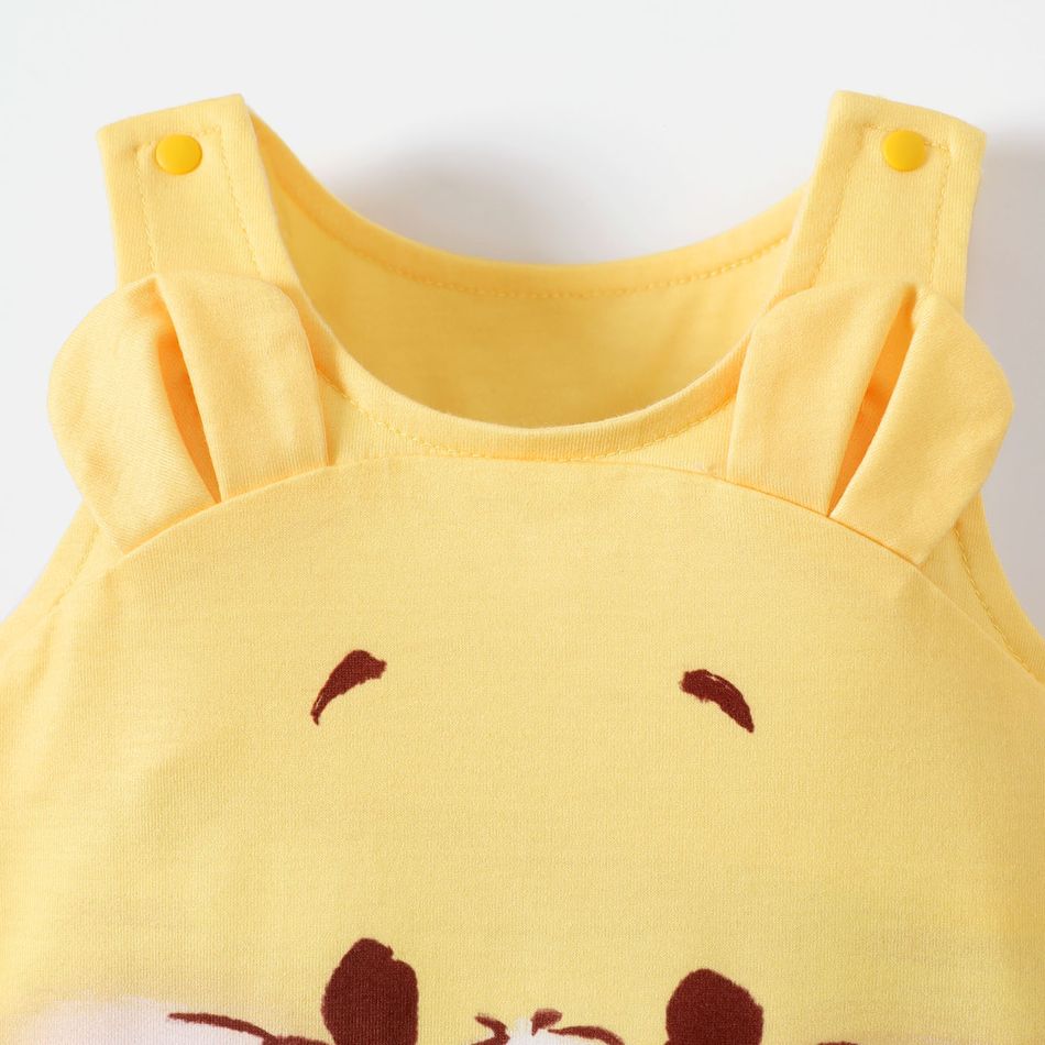 Care Bears 2pcs Baby Boy/Girl Allover Print Long-sleeve T-shirt and Cartoon Graphic Sleeveless Jumpsuit Set Yellow big image 5