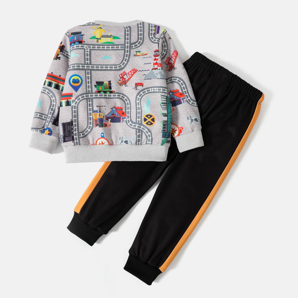Thomas & Friends 2pcs Toddler Boy Allover Sweatshirt and Colorblock Pants Set Light Grey big image 2
