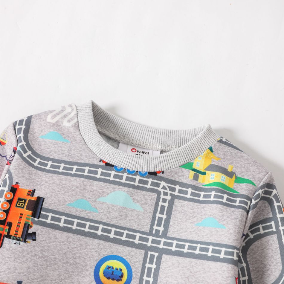 Thomas & Friends 2pcs Toddler Boy Allover Sweatshirt and Colorblock Pants Set gray big image 4