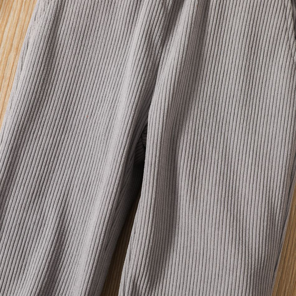 Toddler Boy Basic Solid Color Elasticized Ribbed Pants Grey big image 4