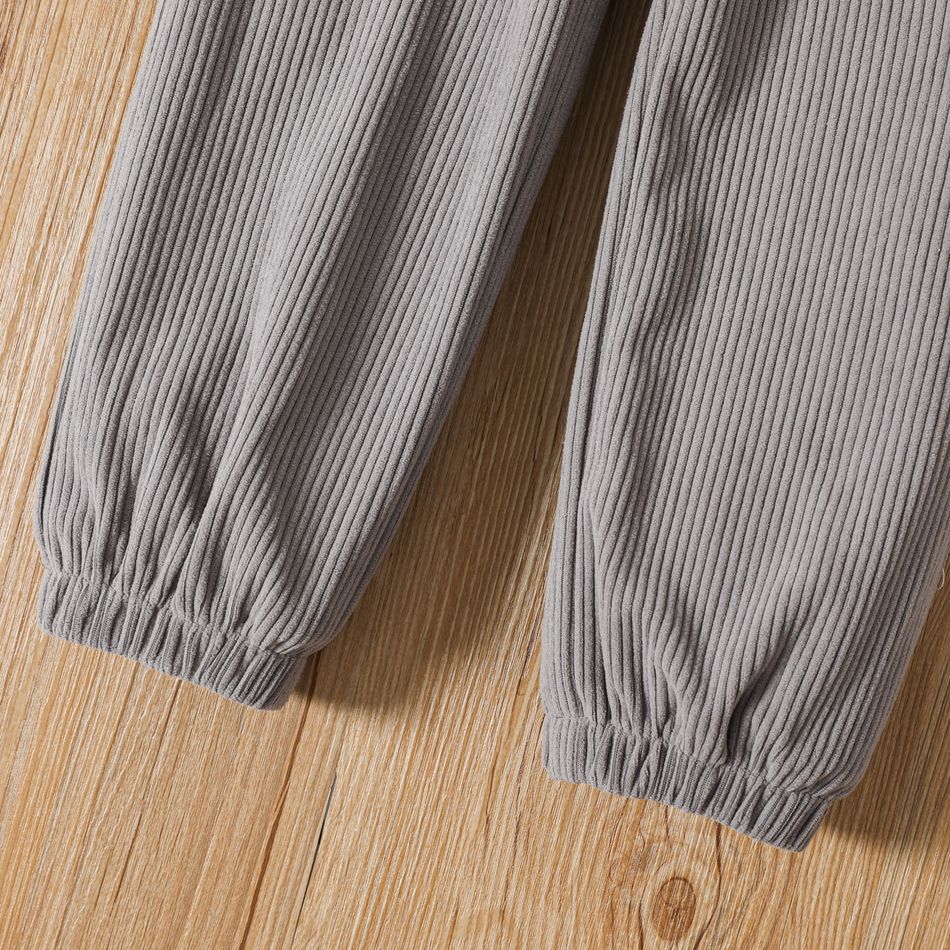 Toddler Boy Basic Solid Color Elasticized Ribbed Pants Grey