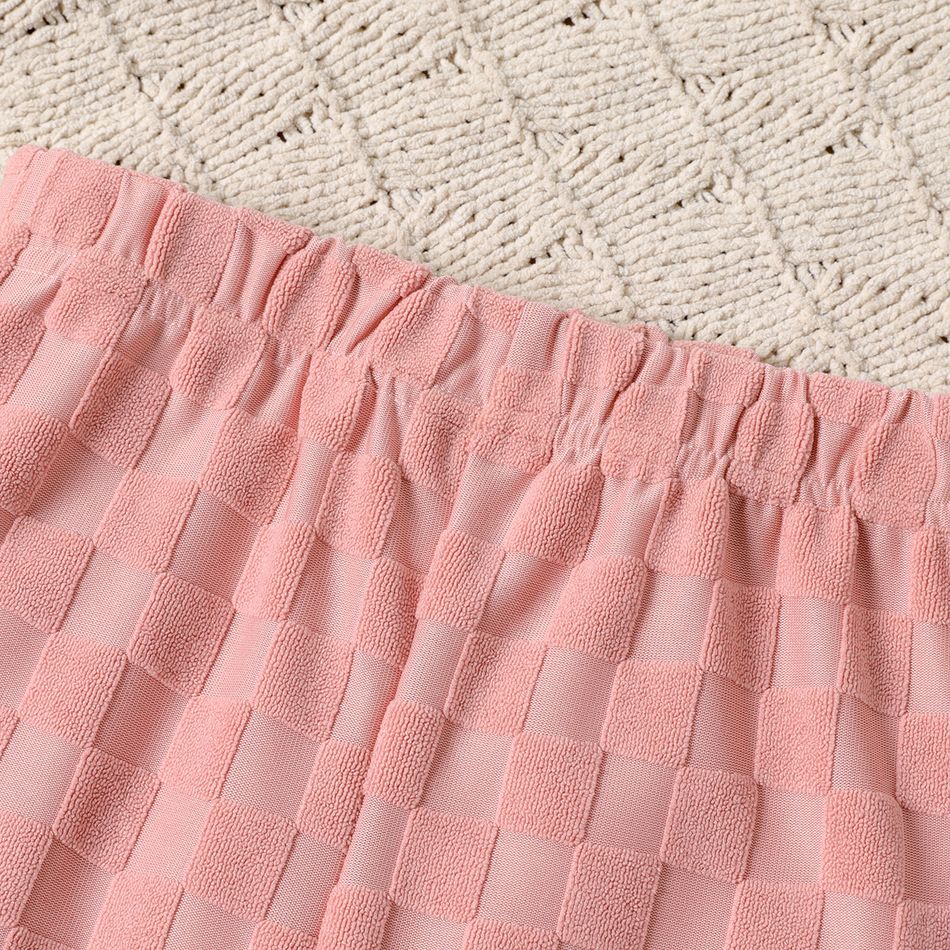 Einfarbige Jacquard-Hose mit Gummizug für Jungen/Mädchen rosa big image 3