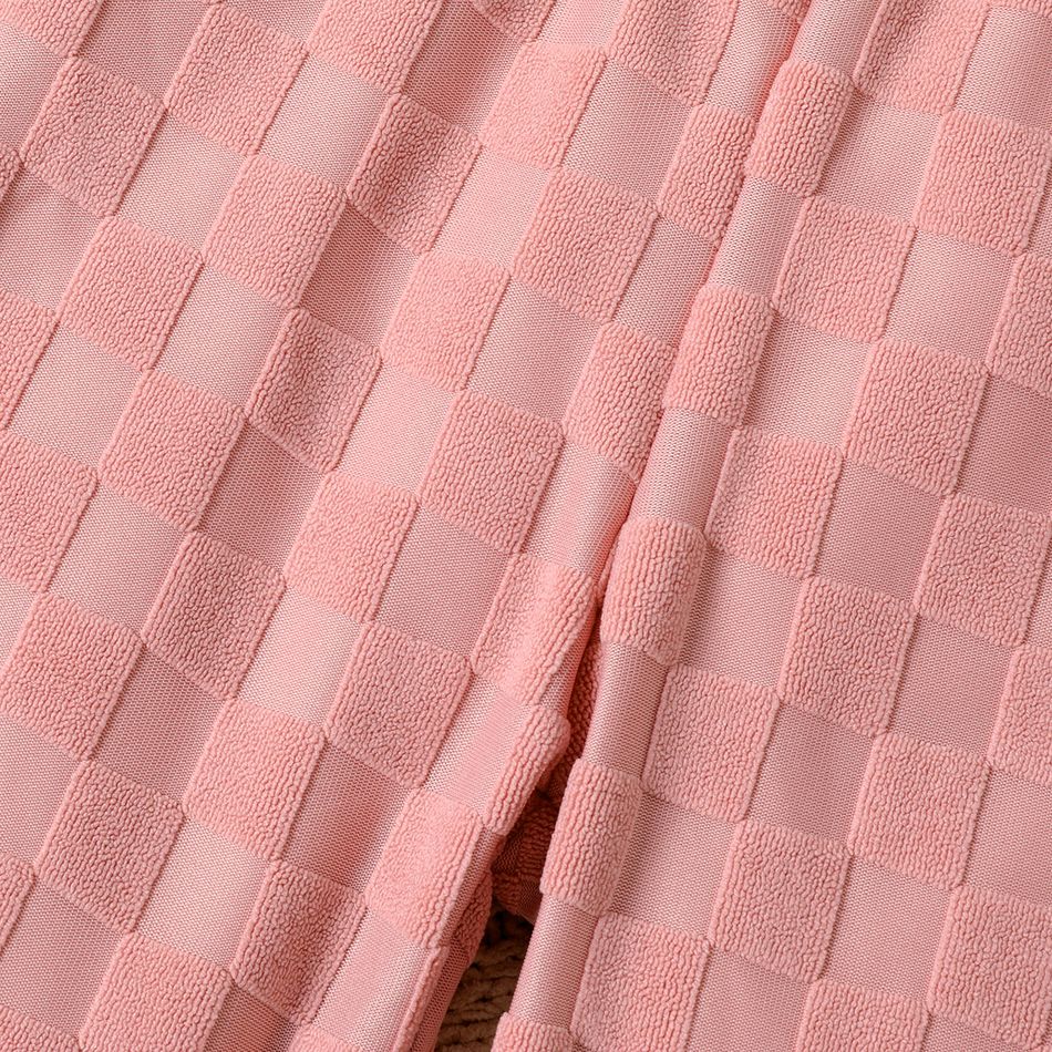 Einfarbige Jacquard-Hose mit Gummizug für Jungen/Mädchen rosa big image 2