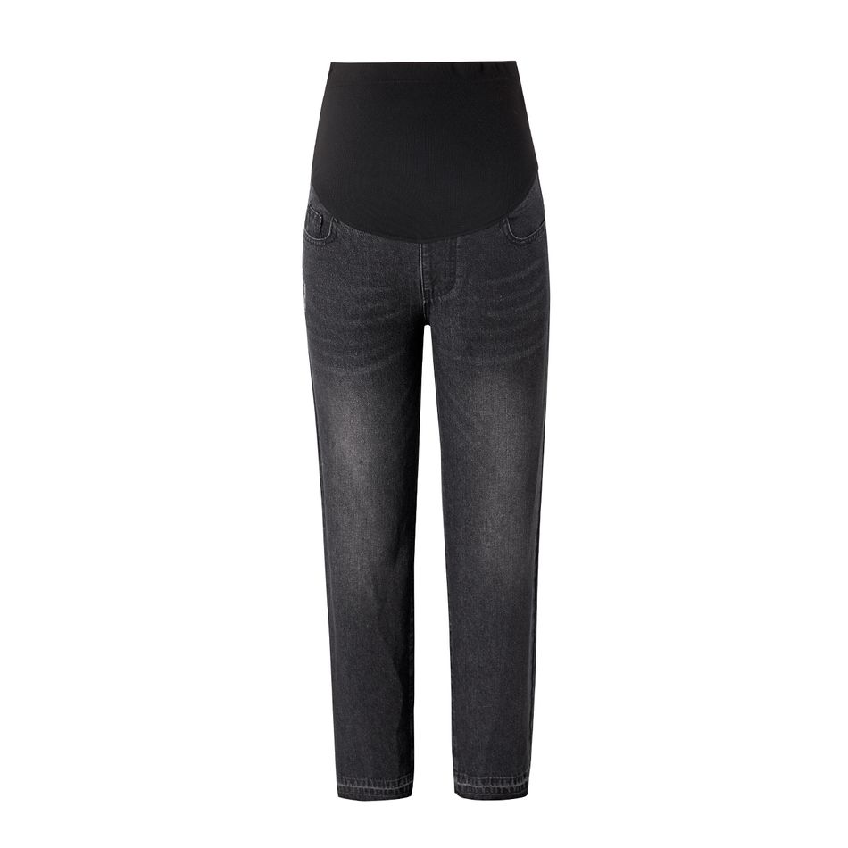 Maternity Cat Whiskers Straight Leg Jeans Dark Grey big image 2