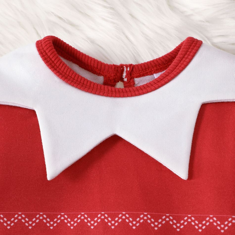 Christmas Baby Boy/Girl Contrast Collar Allover Print Long-sleeve Jumpsuit Red big image 4