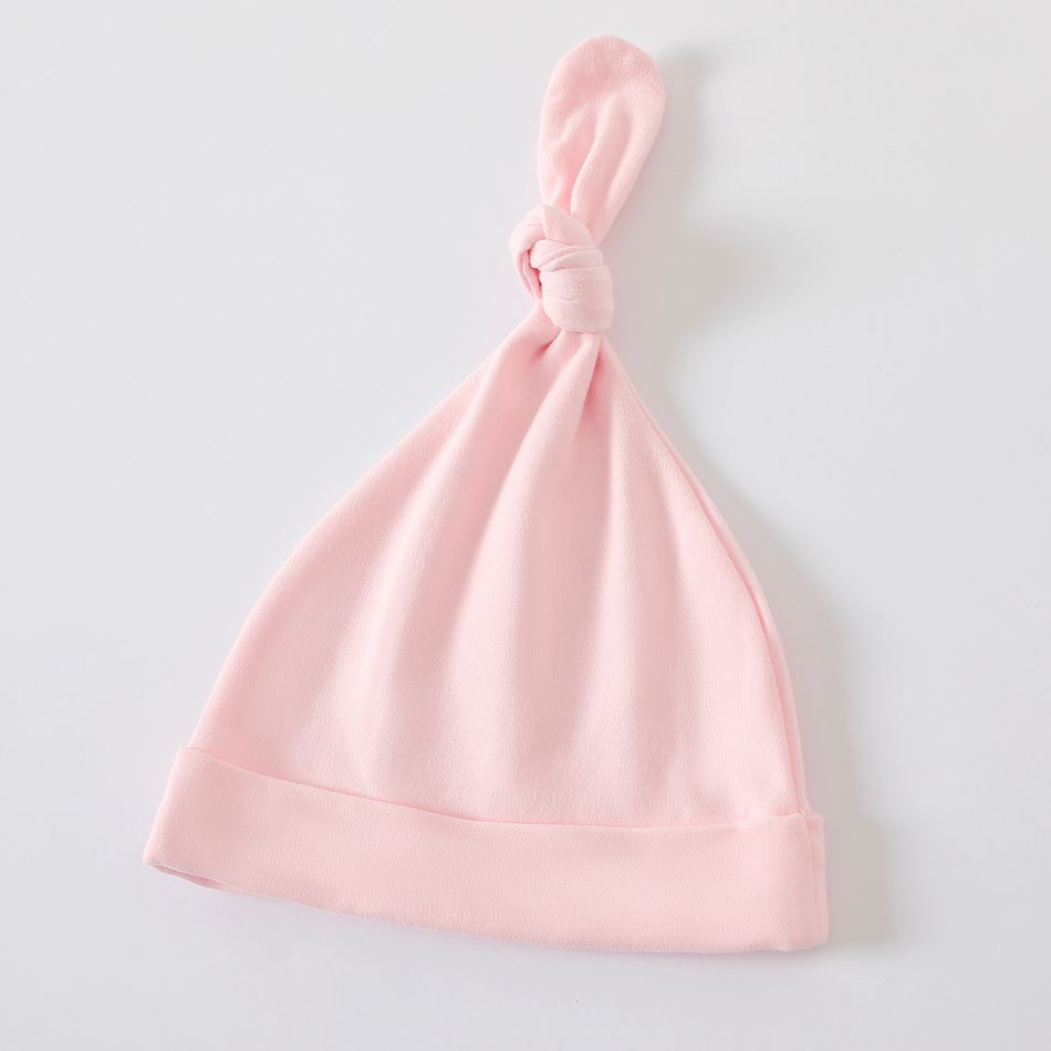 2-pack 100% Cotton Newborn Receiving Blanket Baby Sleeping Bag Swaddles Wrap Blanket & Beanie Hat Set Light Pink big image 4