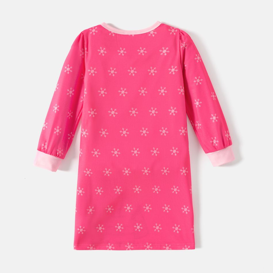 Barbie Toddler Girl Christmas Snowflake Print Long-sleeve Dress Pink big image 6