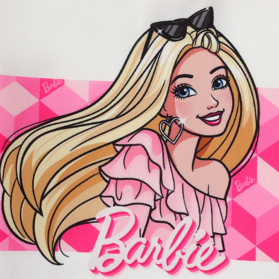 Barbie بدلة تنورة 4 - 14 سنة حريمي نقش خطوط ومربعات أبيض big image 3