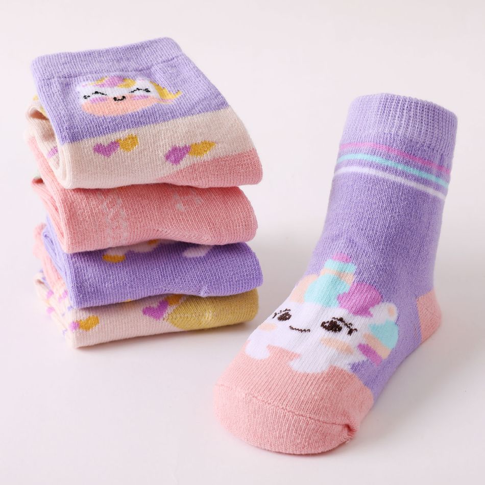 5-pairs Baby / Toddler Cartoon Unicorn Jacquard Socks Multi-color big image 1