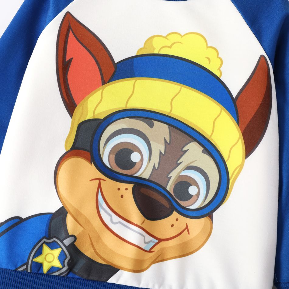 PAW Patrol 2pcs Toddler Girl/Boy Colorblock Raglan Sleeve Sweatshirt and Elasticized Pants Set Blue big image 4