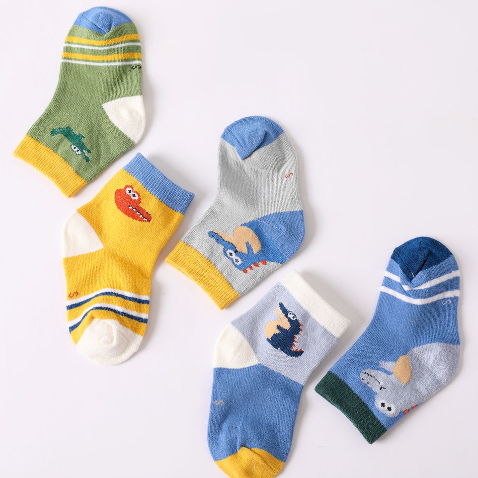 5-pairs Baby / Toddler Cartoon Dinosaur Jacquard Socks Multi-color big image 3