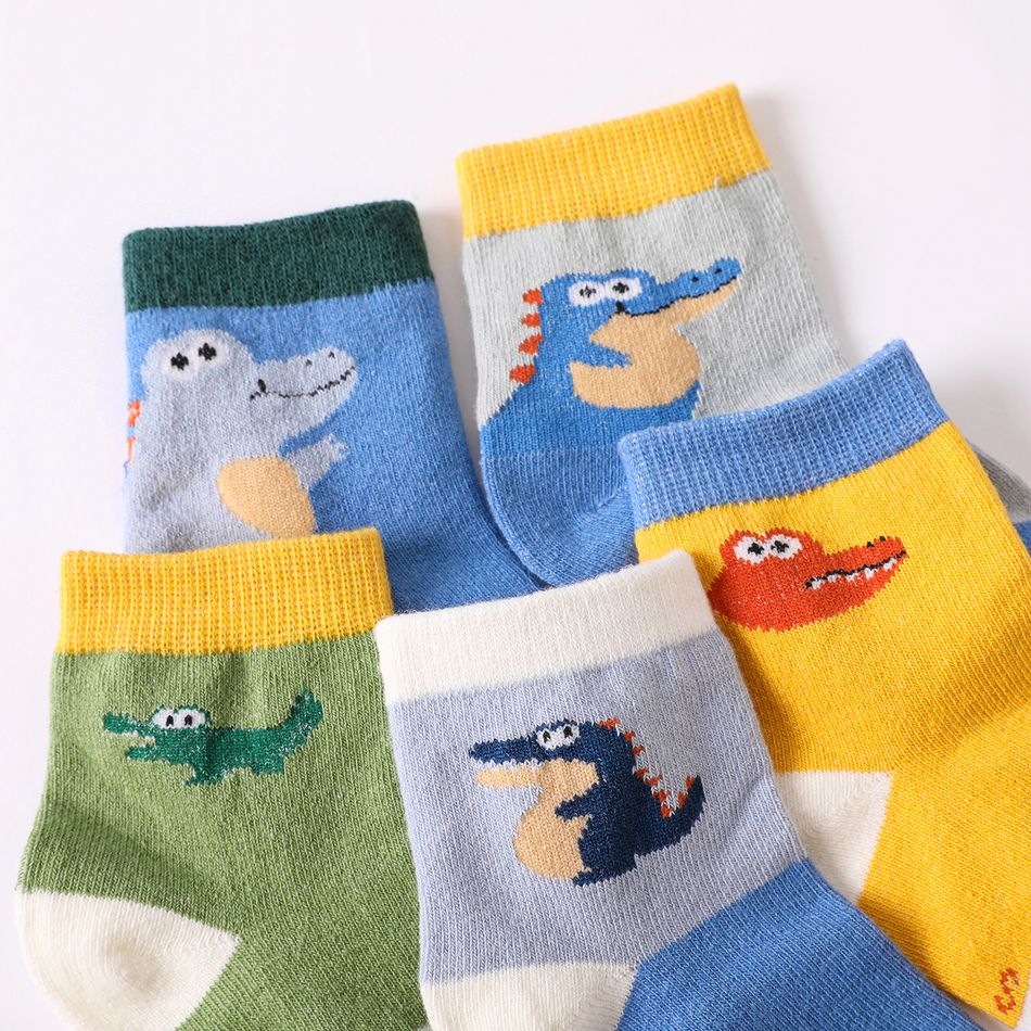5-pairs Baby / Toddler Cartoon Dinosaur Jacquard Socks Multi-color big image 4