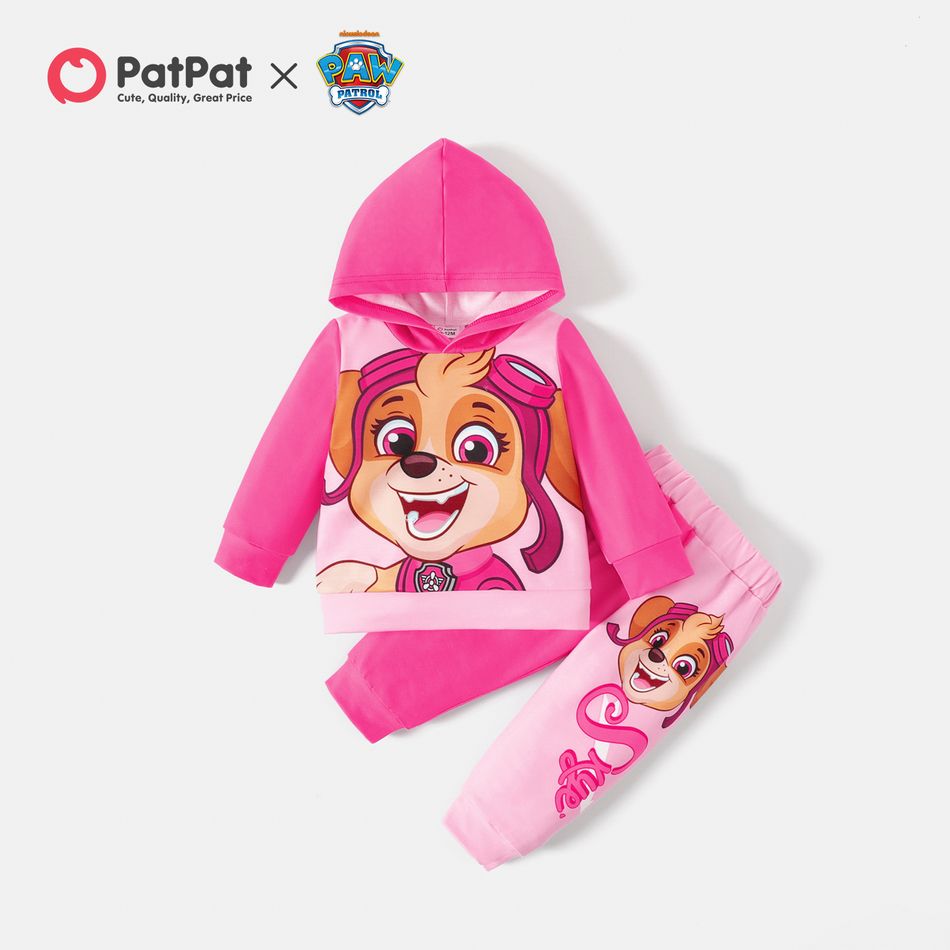 PAW Patrol Little Boy/Girl Cartoon Dog Print Long-sleeve Hoodie and Sweatpants Set Pink big image 1