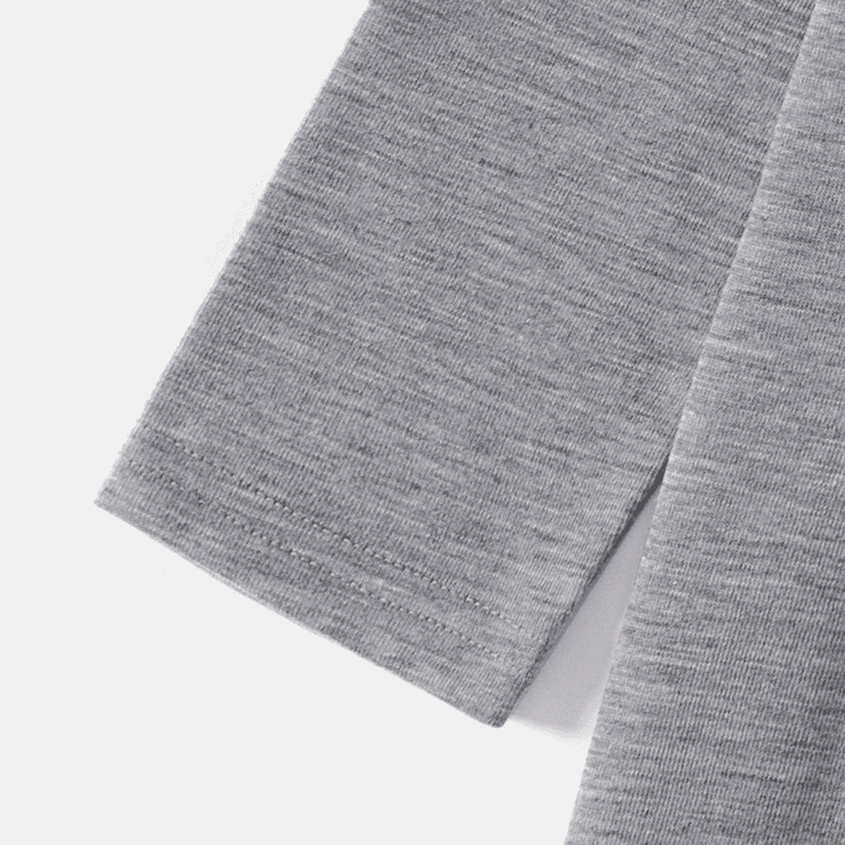 Christmas Family Matching Letter Print Grey Long-sleeve Pajamas Sets (Flame Resistant) Dark Grey big image 10