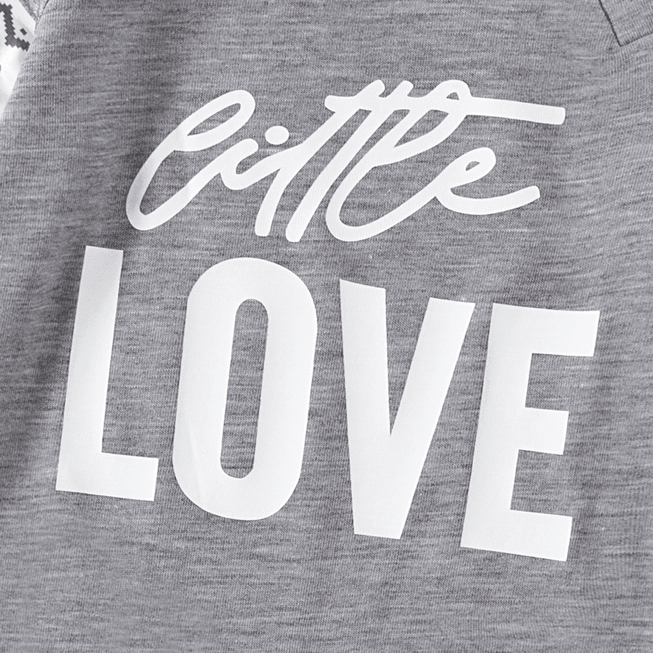 Christmas Family Matching Letter Print Grey Long-sleeve Pajamas Sets (Flame Resistant) Dark Grey big image 13