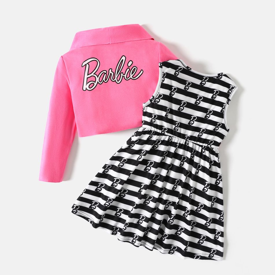 Barbie 2pcs Toddler Girl Sleeveless Dress and Suede Cardigan Jacket Set PINK