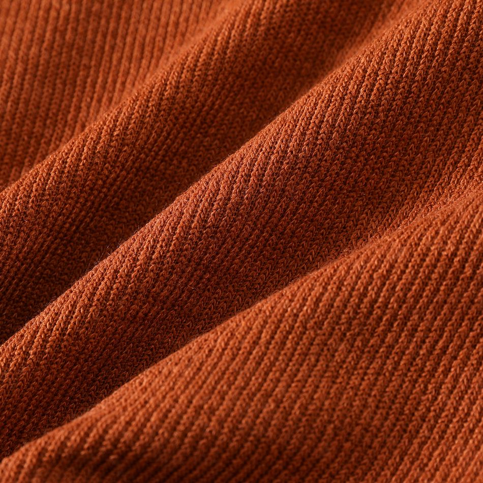 Kid Boy/Kid Girl Letter Print Brown Knit Sweater Apricot brown big image 3