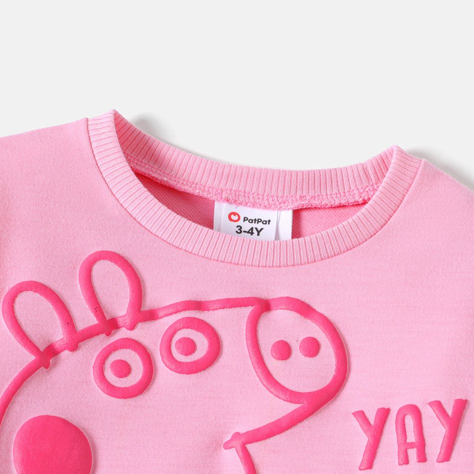 Peppa Pig Toddler Girl puff print Letter Print Pullover Sweatshirt Pink big image 4