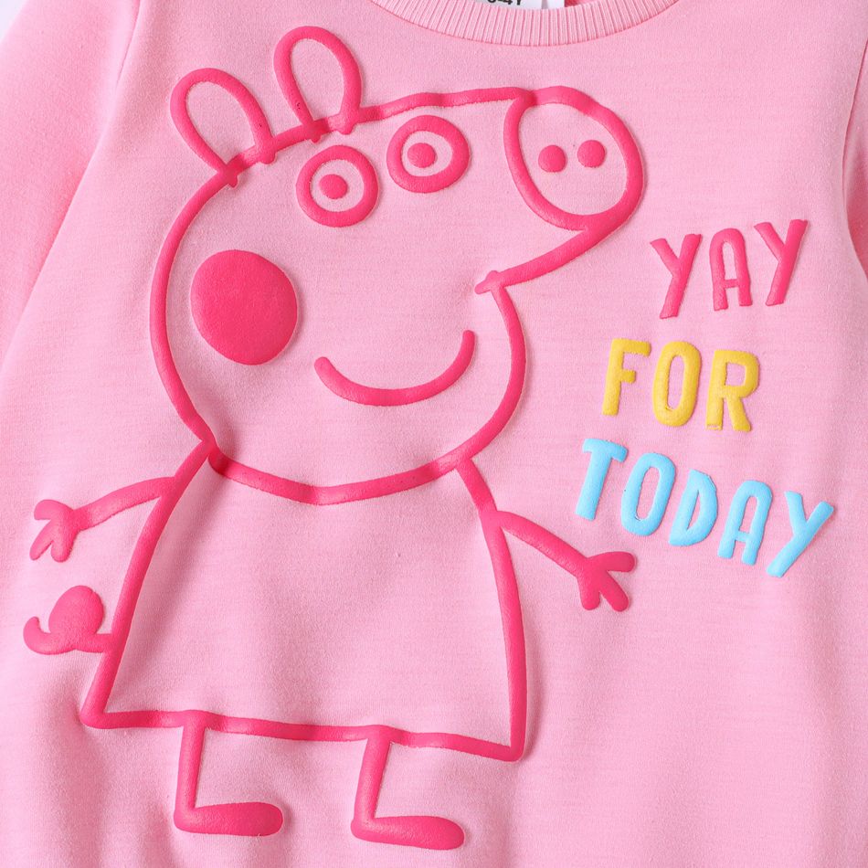 Peppa Pig Toddler Girl puff print Letter Print Pullover Sweatshirt Pink big image 5