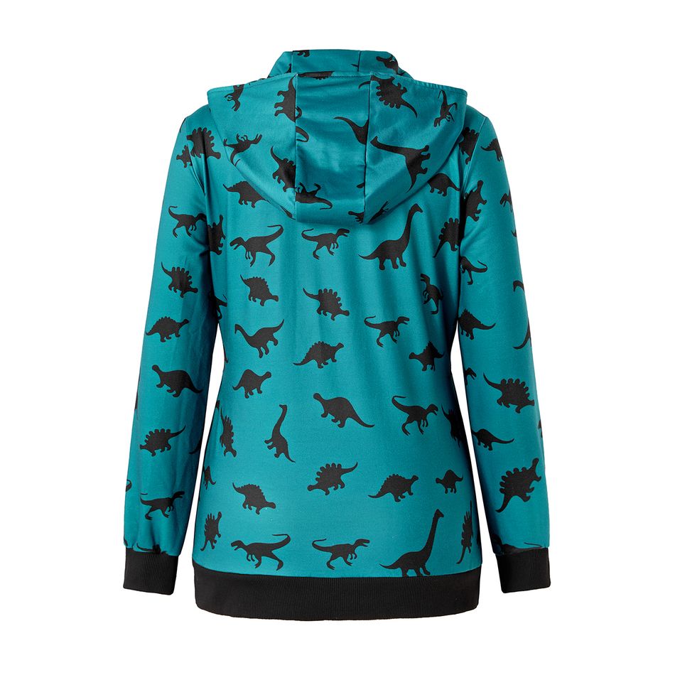 Nursing Dinosaur Pattern Long-sleeve Hoodie Green big image 3