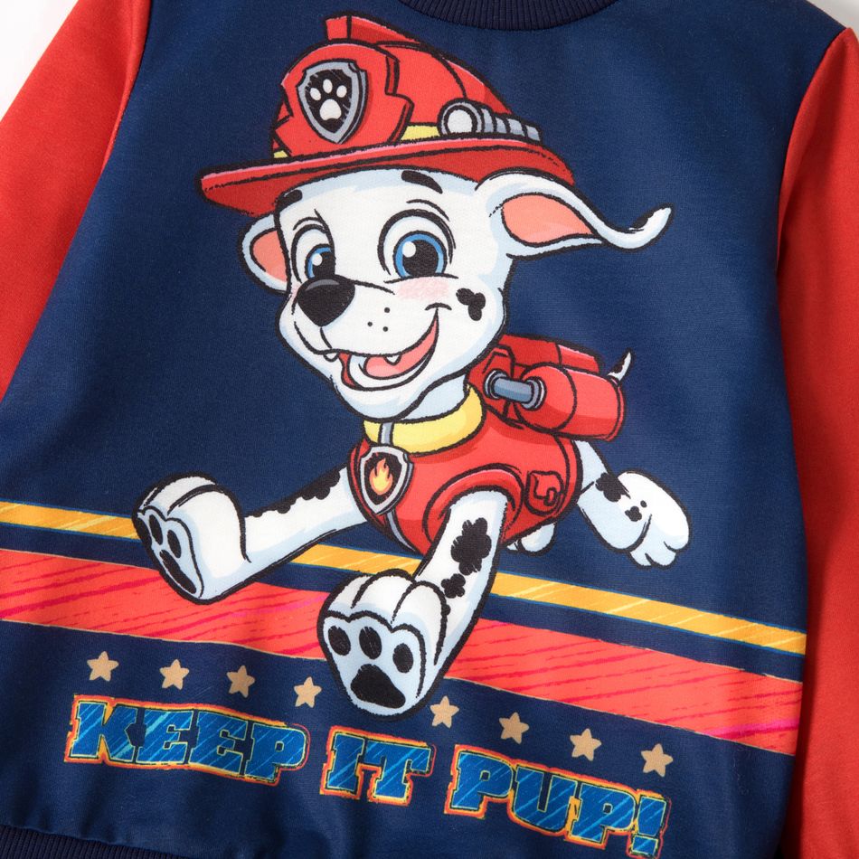 PAW Patrol 2pcs Toddler Boy Colorblock Pullover Sweatshirt and Embroidered Corduroy Pants Set blueblack big image 3