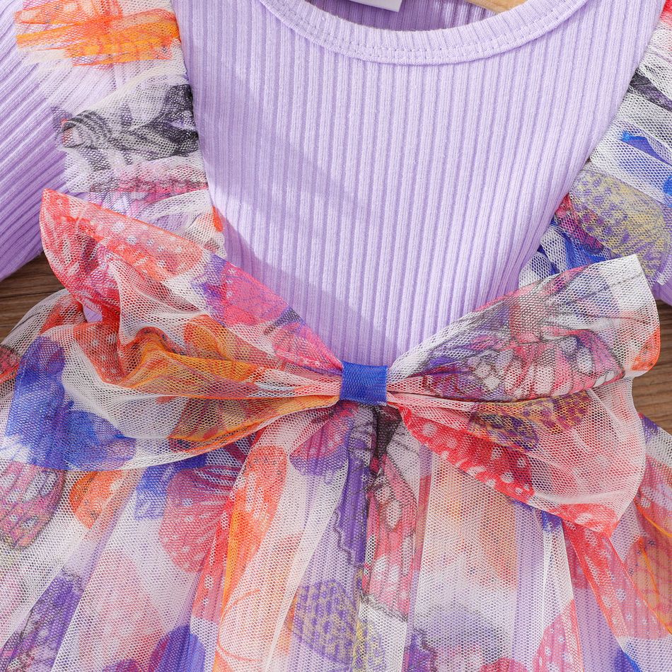2 unidades Bebé Extremidades franzidas Borboleta Bonito Manga comprida Vestidos Roxo Claro big image 4