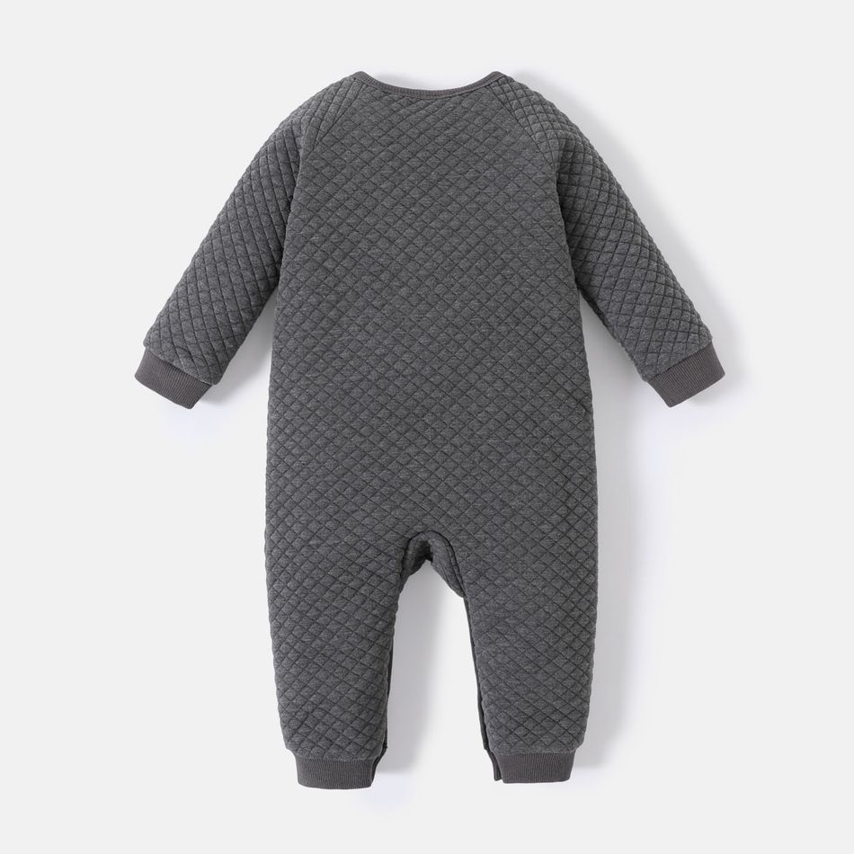 Justice League Baby Boy Thickened Quilted Long-sleeve Graphic Jumpsuit Dark Grey big image 3