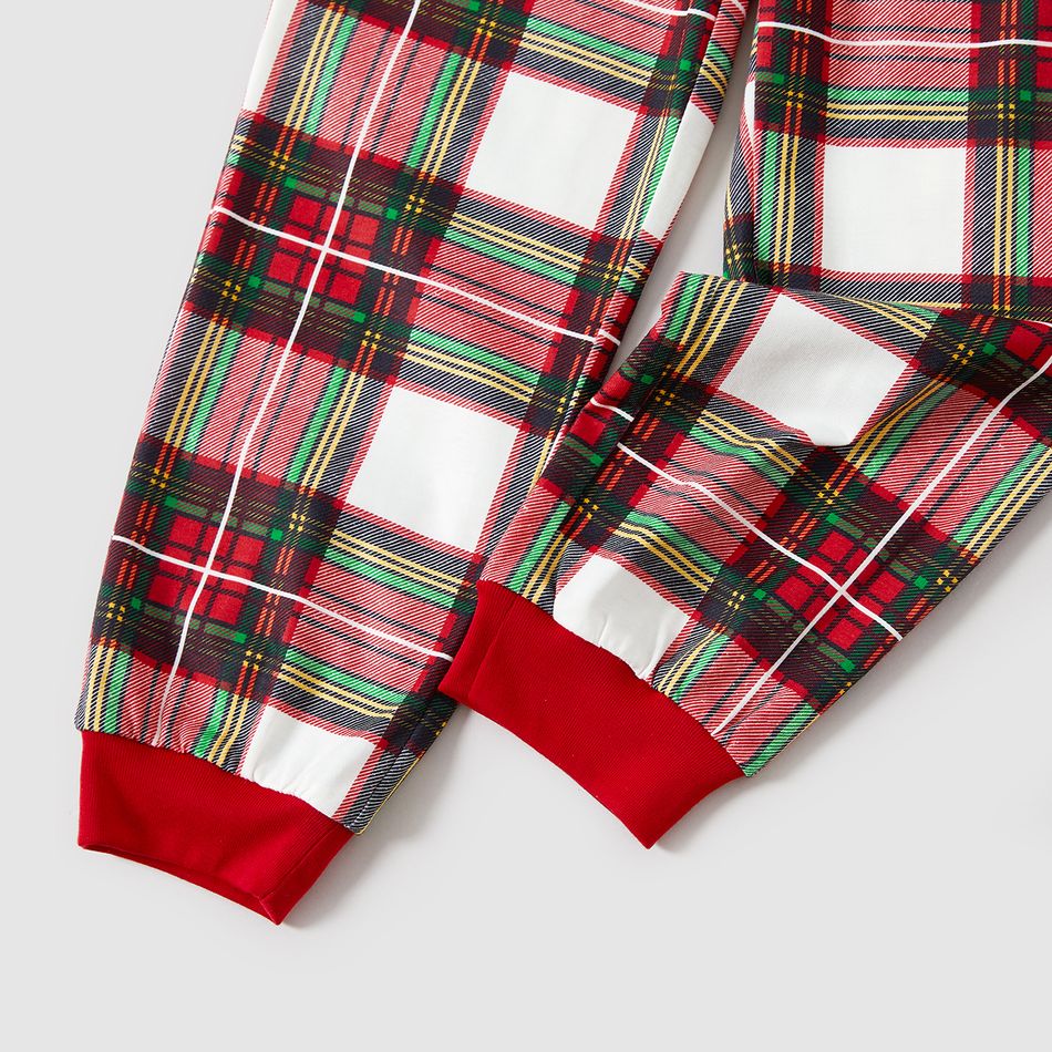 Christmas Family Matching Letter Print Black Long-sleeve Plaid Pajamas Sets (Flame Resistant) Black big image 12