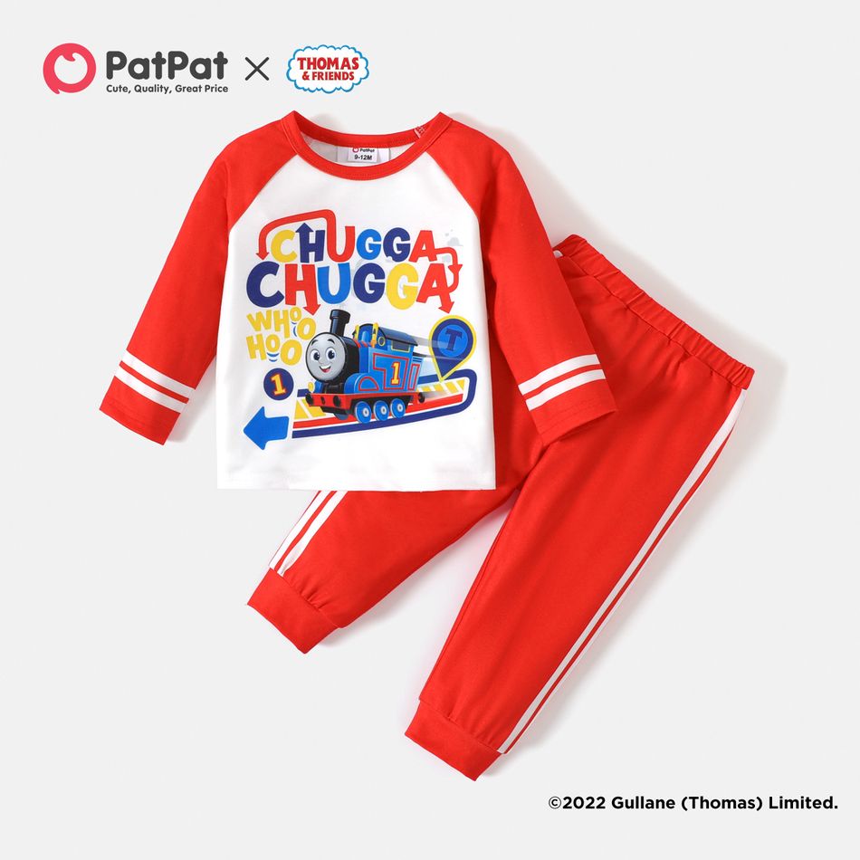 Thomas and Friends Baby Boy/Girl Raglan-sleeve Graphic T-shirt and Sweatpants Set Red big image 1
