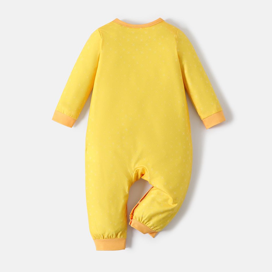 Harry Potter Baby Boy/Girl Stars Print Long-sleeve Spliced Graphic Striped Jumpsuit LightYellow