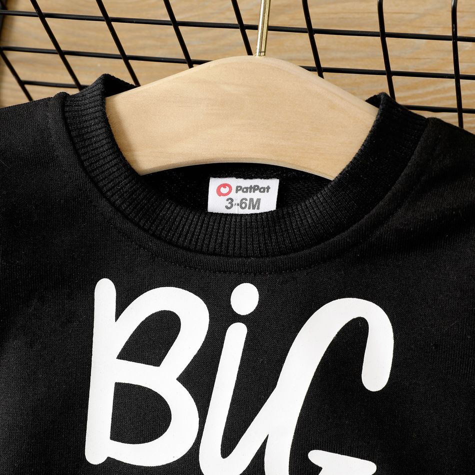 Baby Boy Letter Print Long-sleeve Sweatshirt Black big image 4