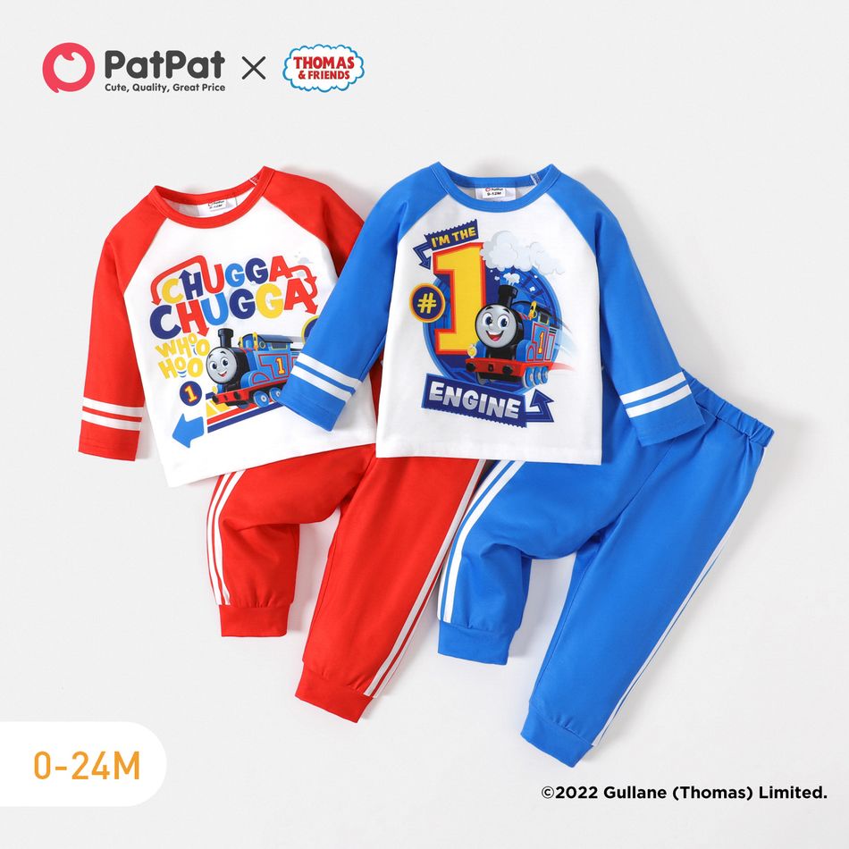 Thomas and Friends Baby Boy/Girl Raglan-sleeve Graphic T-shirt and Sweatpants Set Red big image 2