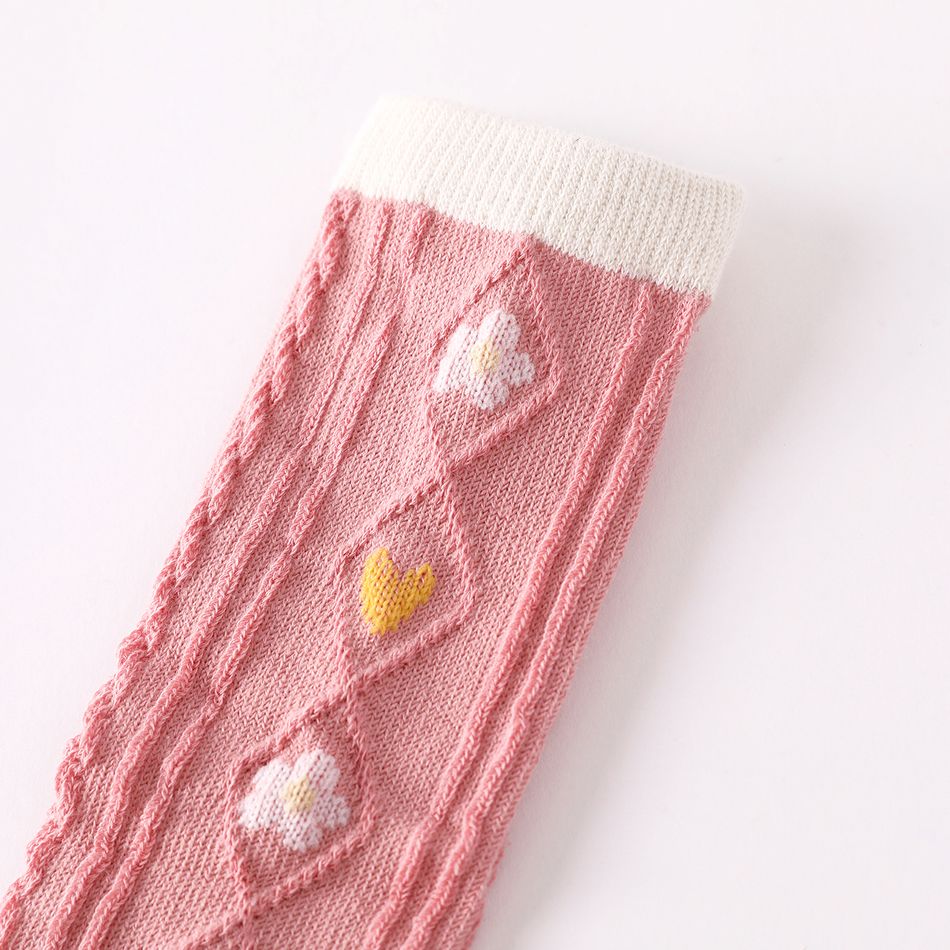 Baby / Toddler Floral & Heart Pattern Long Stockings Pink big image 3