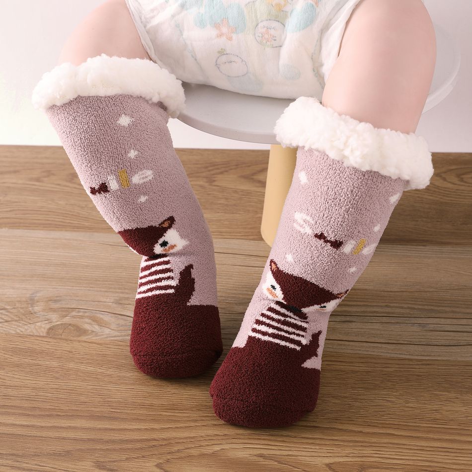 Baby Christmas Fluffy Trim Thick Long Stockings Purple big image 6