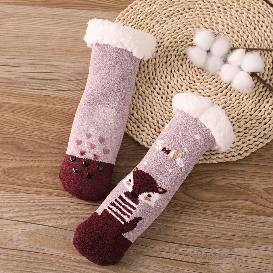Baby Christmas Fluffy Trim Thick Long Stockings Purple big image 2