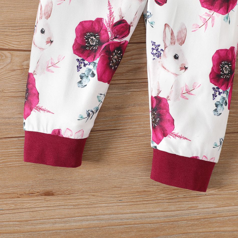 3-Pack Baby Girl 95% Cotton Ruffle Long-sleeve Tee and Floral Print Pants with Fuzzy Vest Set MultiColour big image 5
