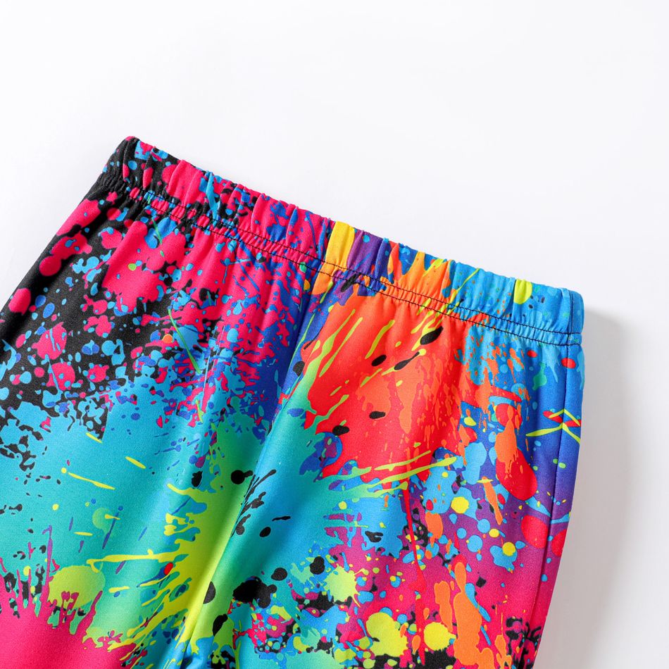 Kid Boy Painting Print Colorblock Elasticized Pants Black big image 3