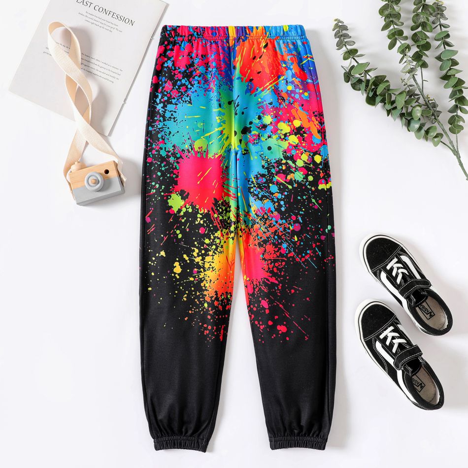 Calças elásticas com estampa colorblock para menino menino Preto big image 2